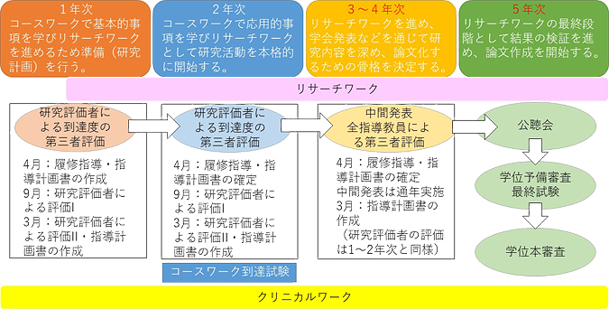 社会人大学院生の年次におけるモデルスケジュール